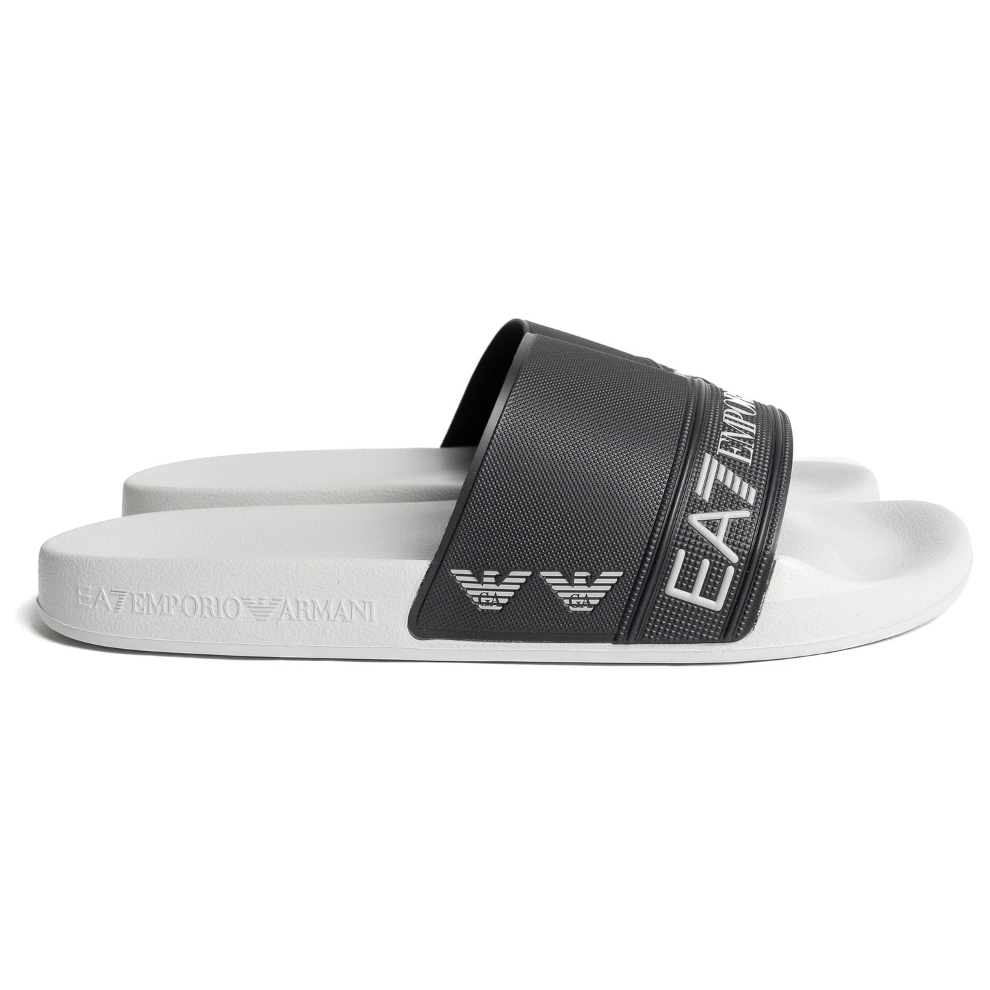 Emporio Armani Slides avec logo EA7 Blanc/Noir