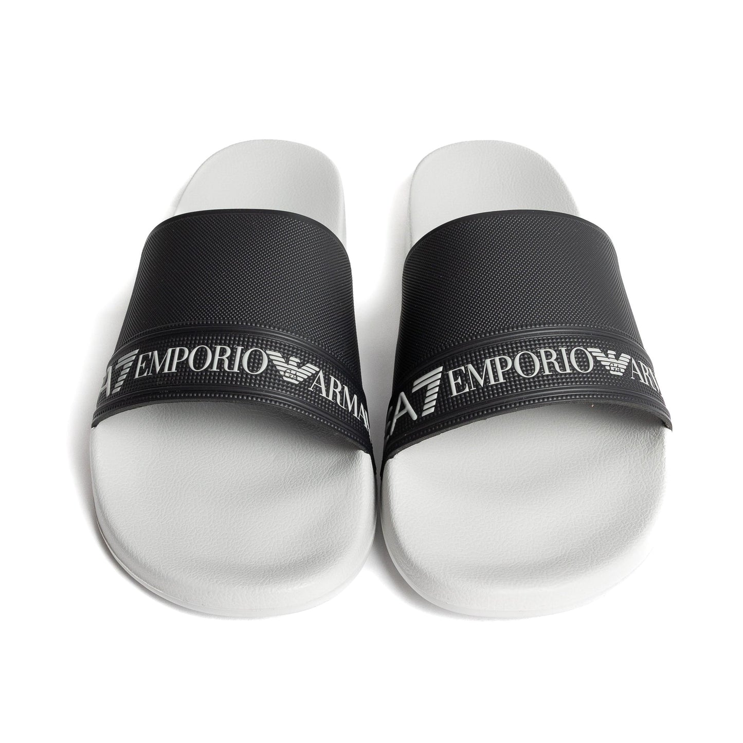 Emporio Armani Slides avec logo EA7 Blanc/Noir