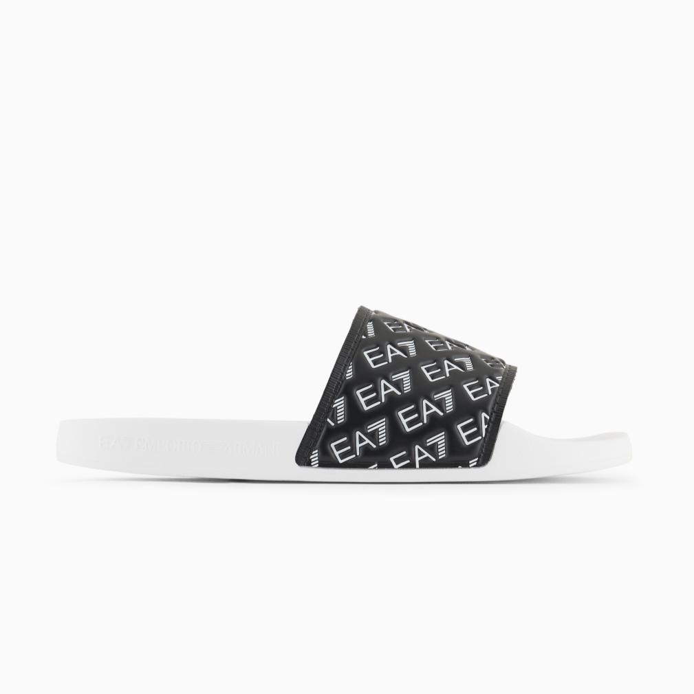 Emporio Armani Slides avec logo EA7 Noir/Blanc