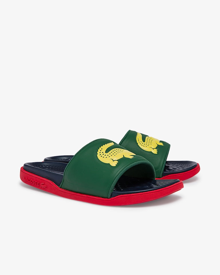 Lacoste Croco Dualiste Slides - Vert/Rouge