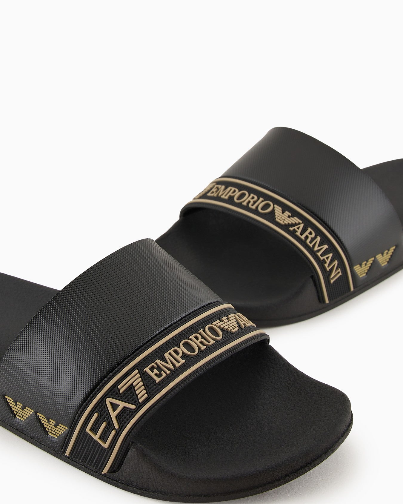 Emporio Armani Slides avec logo EA7 Noir/gold