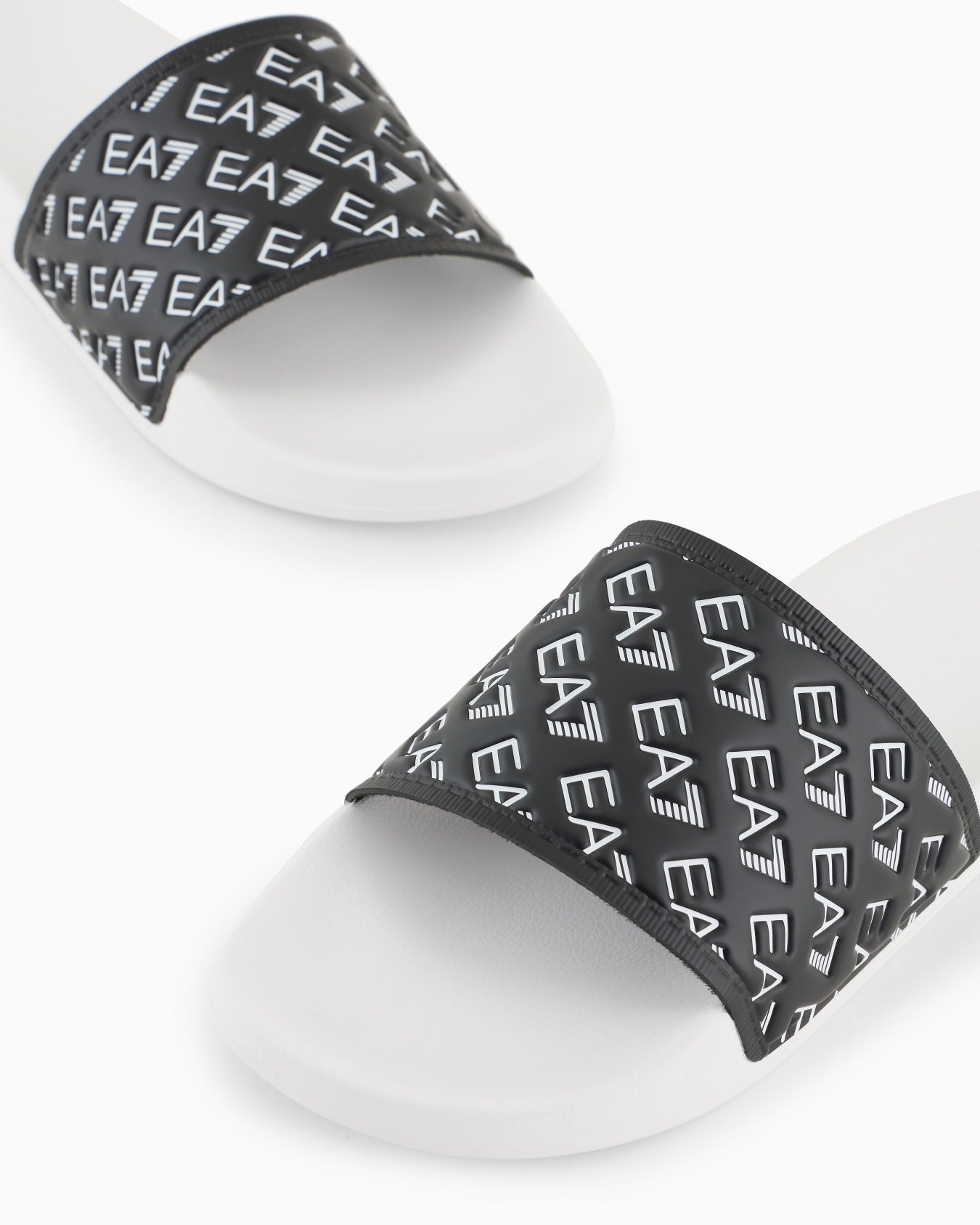 Emporio Armani Slides avec logo EA7 Noir/Blanc