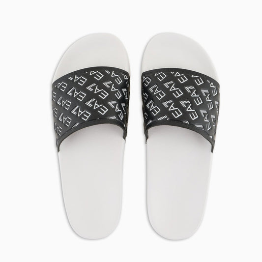Emporio Armani Slides avec logo EA7 Noir/Blanc
