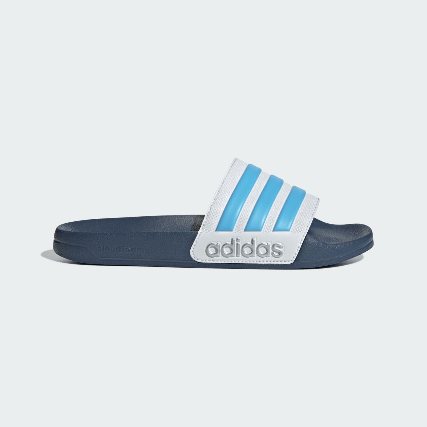 Adidas Adilette Shower Slides, White Blue
