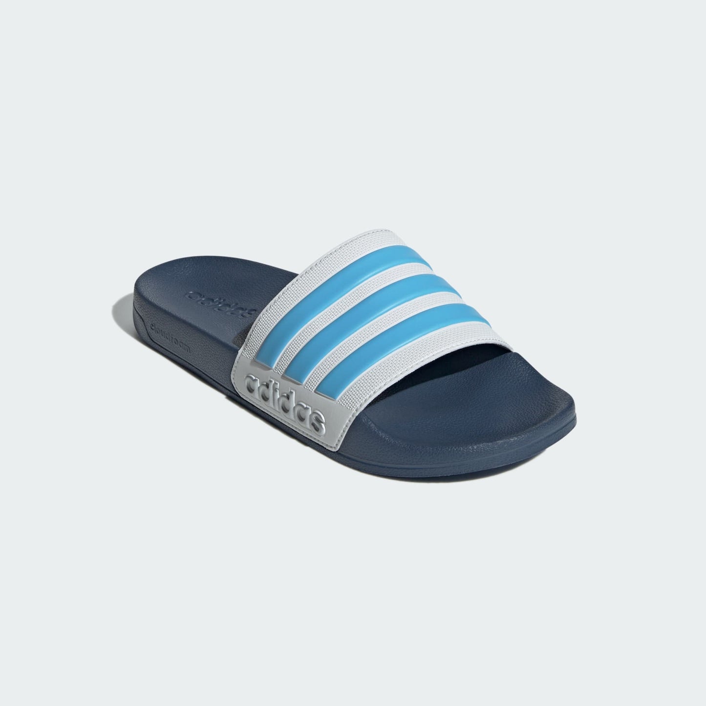Adidas Adilette Shower Slides, White Blue