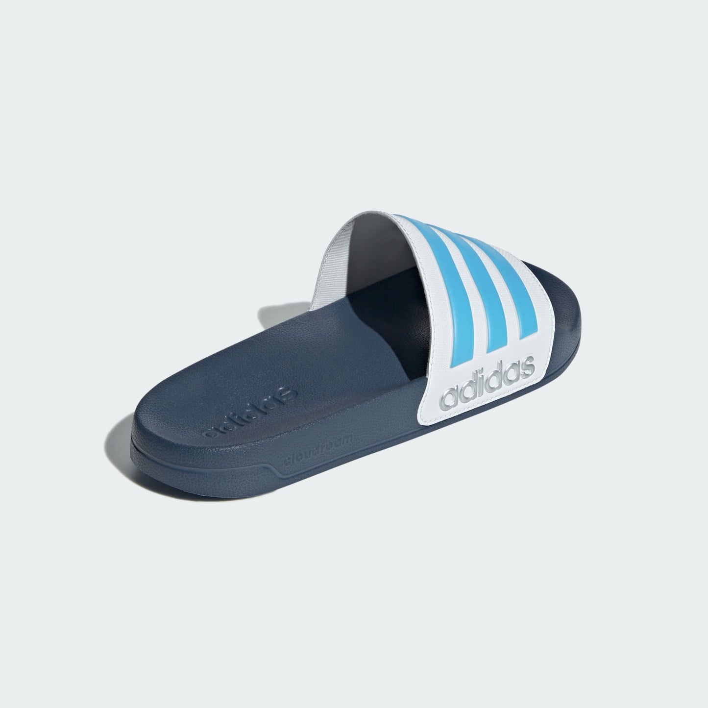 Adidas Adilette Shower Slides, White Blue