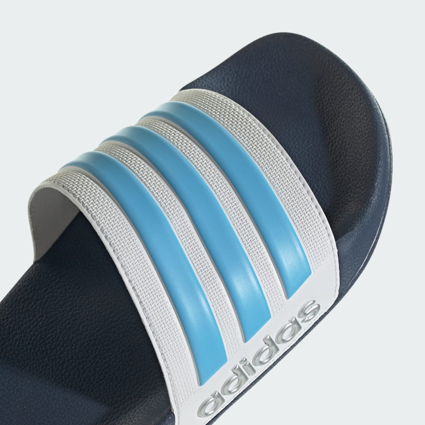 Adidas Adilette Shower Slides, White Blue